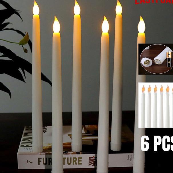 6Pcs Lilin Led - Lilin Panjang Lampu Elektrik Lilin - Lilin Lampu