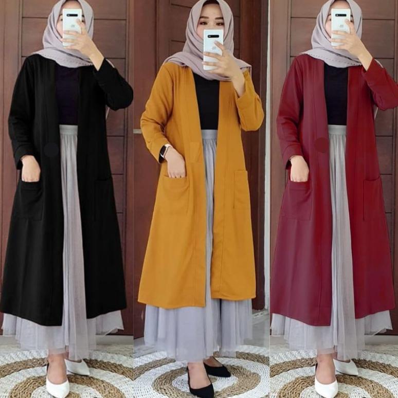NEW ARRIVAL Outer blazer Panjang Wanita Muslimah Kekinian Terbaru (Blazer)/ long cardigan wanita bah