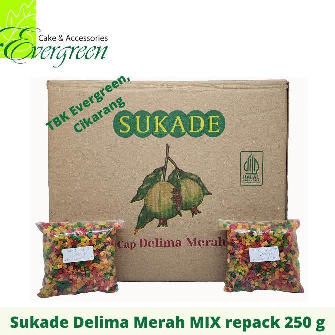 Baru Sukade Cap Delima Merah Mix Warna Repack 250 Gram Sehat