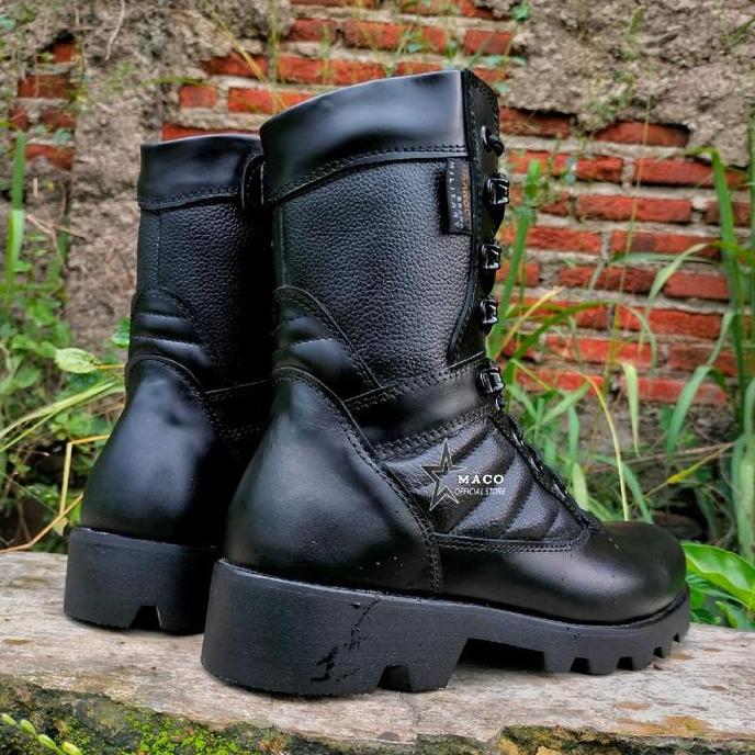sepatu pdl pendek tali putar 100% kulit asli sepatu pdl lantas terbaru original caanggo Boots Hitam