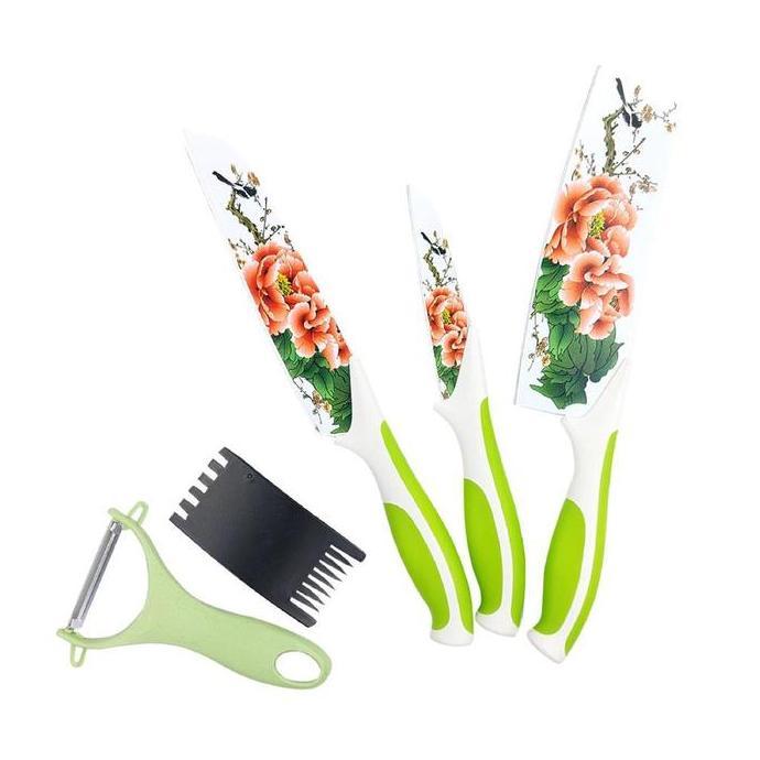 COD TERMURAH Pisau Dapur Set Motif Bunga 5 Pcs Pisau Dapur Flower Kitchen Knife Pisau Dapur Tajam 5i