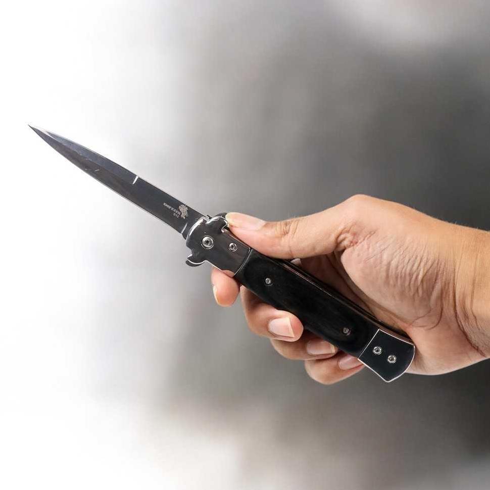 KNIFEZER Pisau Saku Lipat Folding Portable Knife Tool Wood Grip - S12