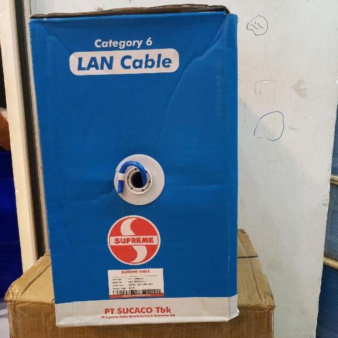 Ready Supreme Kabel LAN UTP Cat.6 4Pair 24Awg Full Tembaga Original Supreme 305Meter Biru Kualitas T