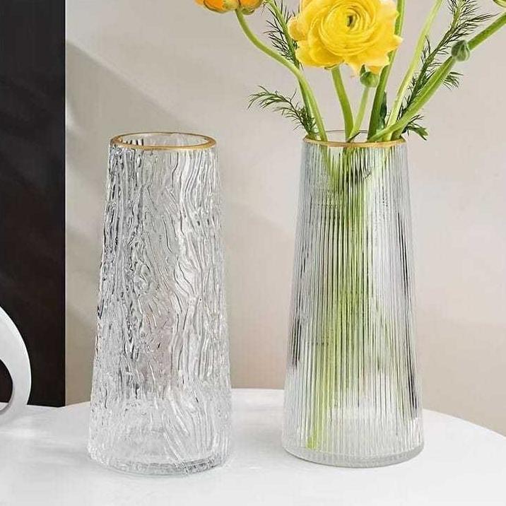 Vas Kaca Nordic Motif Gold Vas Kaca Bening Vas Kaca Wedding Decoration Vas Kaca Tinggi Vas Kaca Nord