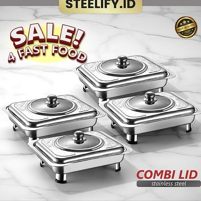 Steelify Cuci Gudang Tempat Makanan Stainless Steel Dengan Tutup | Food Warmer Chafing Dish | Wadah 