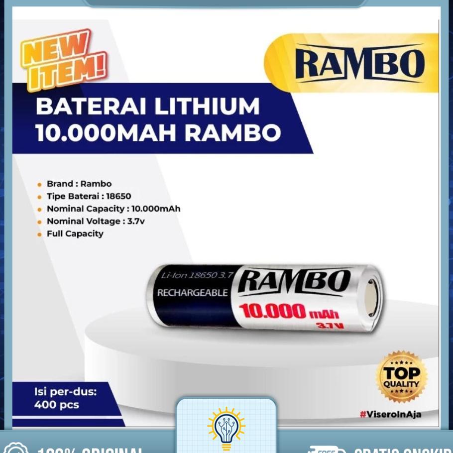 Batre / Baterai Lithium Rechargeable Rambo (4Pcs) Rambo Baterai 18650 10000Mah