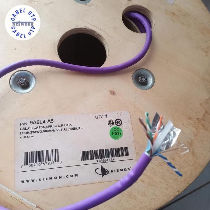 SIEMON Cat.6A Kabel F/UTP Cat.6A 10GIG  P/N 9A6L4-A5 4Pair 23Awg LSOH Violet/Ungu @305 Meter