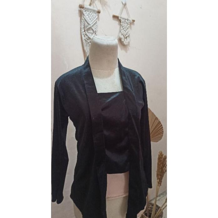 Kebaya Bludru Kutu Baru Hitam S-Xxl