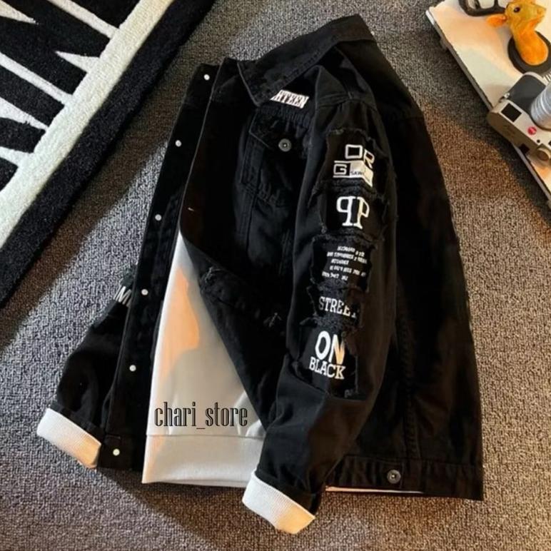 BIG PROMO JAKET JEANS PRIA WARNA HITAM SANDAWASH