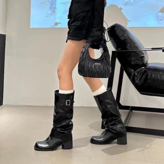 BESTPROMO "Limited Collection" Pinkey P440 Sepatu Boots Wanita Slouchy Biker Boots Vintage Elegant