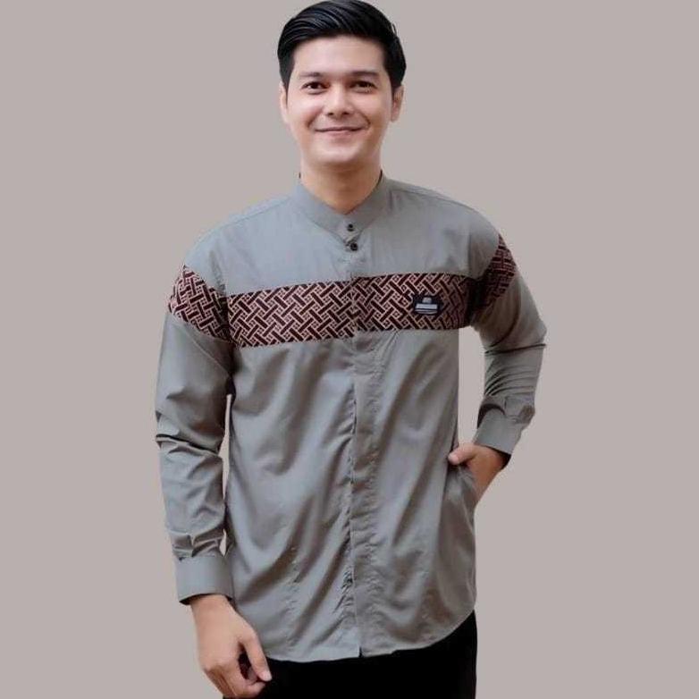 SUPER DEAL Baju Koko Pria Lengan Panjang Motif Kobata Kombinasi Batik Dan Yordan Simple Terbaru 2025