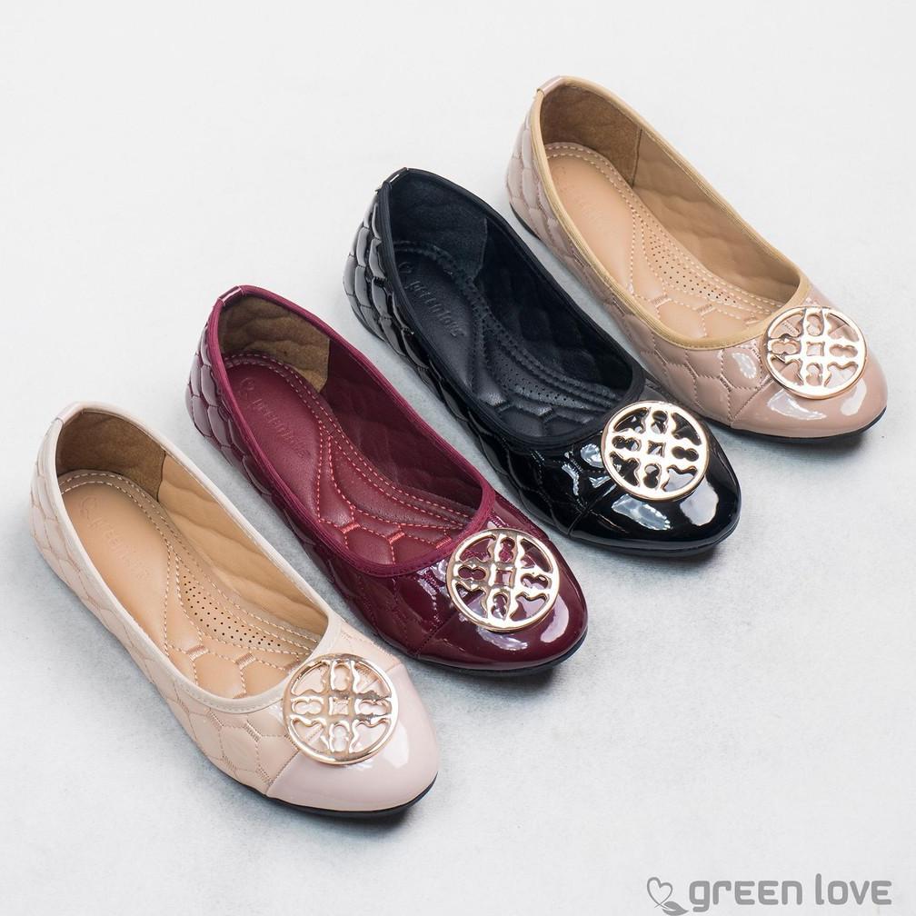 ORIGINAL Green Love Sepatu Flatshoes Wanita NEW SEQUINA KEKINIAN