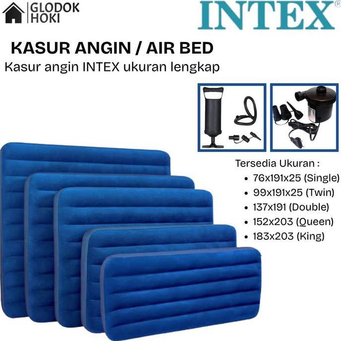 Kasur Angin INTEX ORIGINAL  SINGLE TWIN DOUBLE QUEEN KING Airbed DURABEAM FIBER-TECH KASUR CAMPING [
