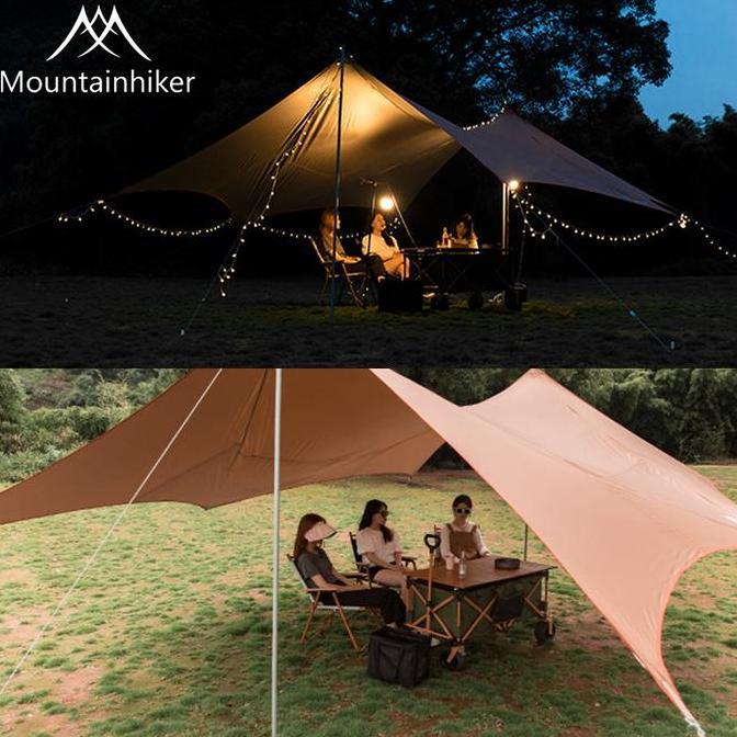Mountainhiker Kanopi, tenda kemah tahan hujan, penutup tenda tahan sinar matahari, perlengkapan leng