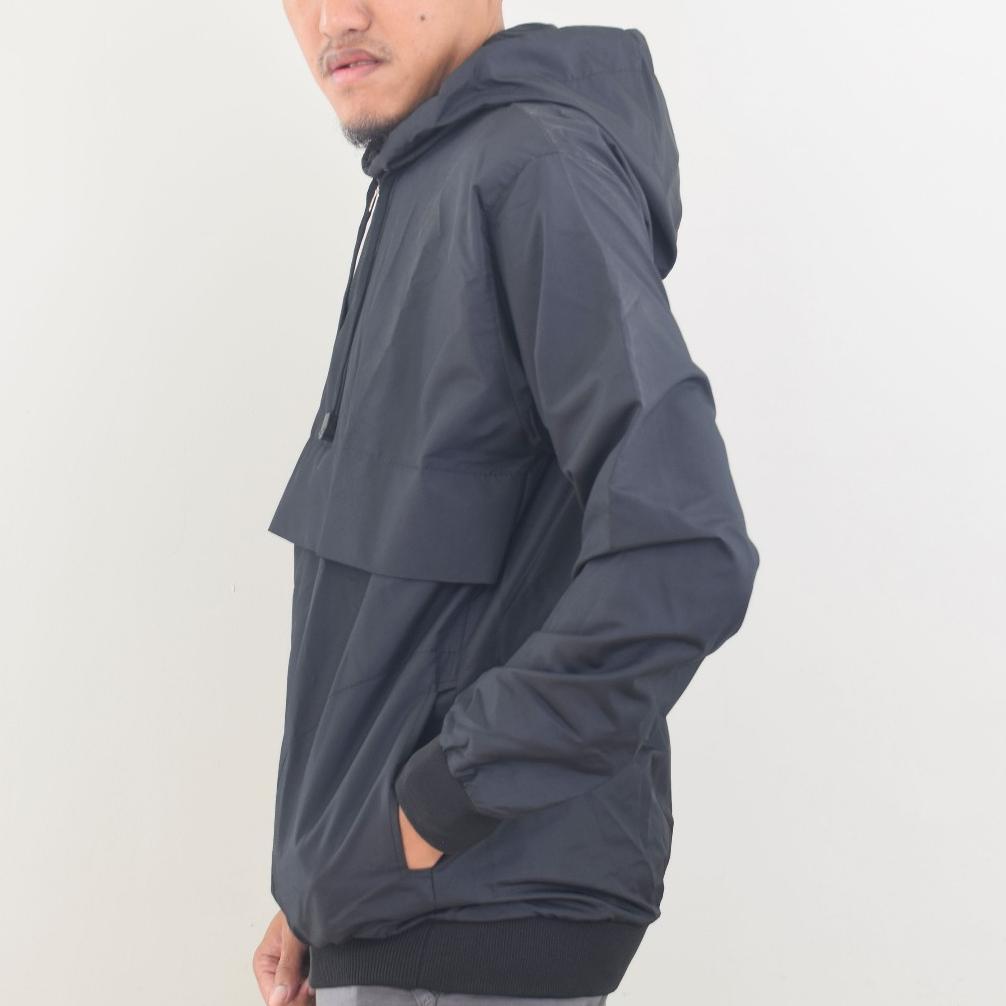 Hot Jaket Parasut Cagoule Jumbo Hitam Hoodie S M L Xl Xxl 3Xl 4Xl 5Xl 6Xl Pria Windbreaker Biglab Bi