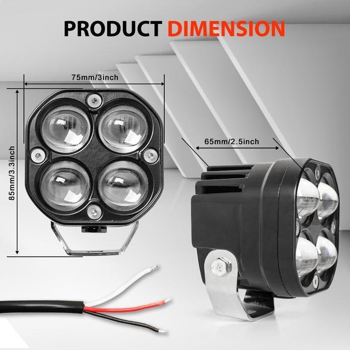 Parts- Car Lht Led Lampu Laser 4 Mata Sorot Tembak Mobil Motor D4 Vinyx Baut
