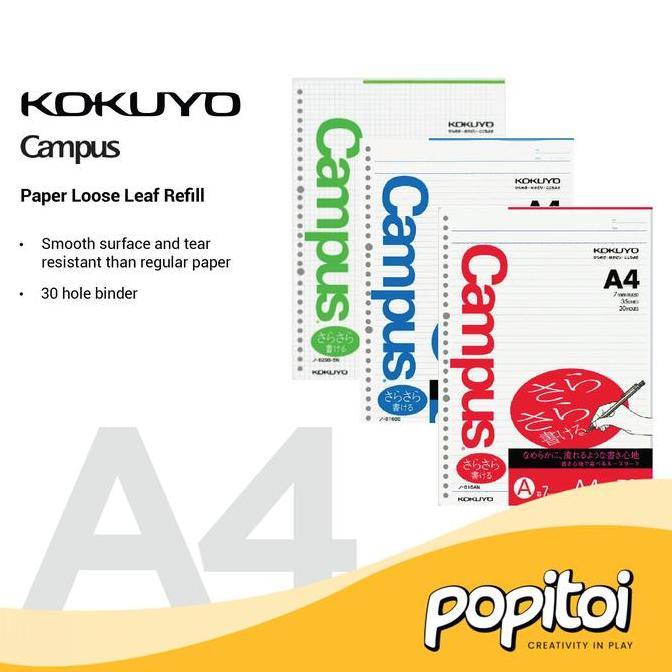 rebapin - kokuyo campus paper loose leaf refill a4 kertas isi ulang binder