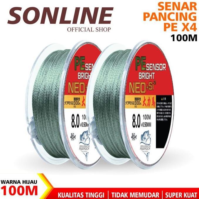 ferdinanecer - SONLINE Tali Pancing 100m PE Sensor Bright Warna Hijau NEO+si2 Jepang Senar Pancing S