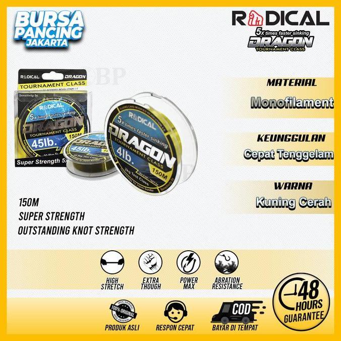 ferdinanecer - RADICAL Senar DRAGON 150M Light Yellow Tali Pancing Nilon Monofilament Kolaman Galata