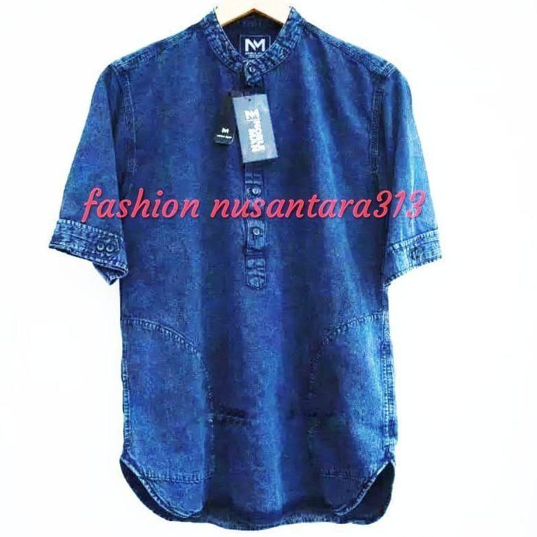 TERBARU (JUMBO M-L-XL-XXL-XXXL)Baju Atasan Koko Kurta Jeans Pria Dewasa Jumbo BigSize/Baju Koko Kurt