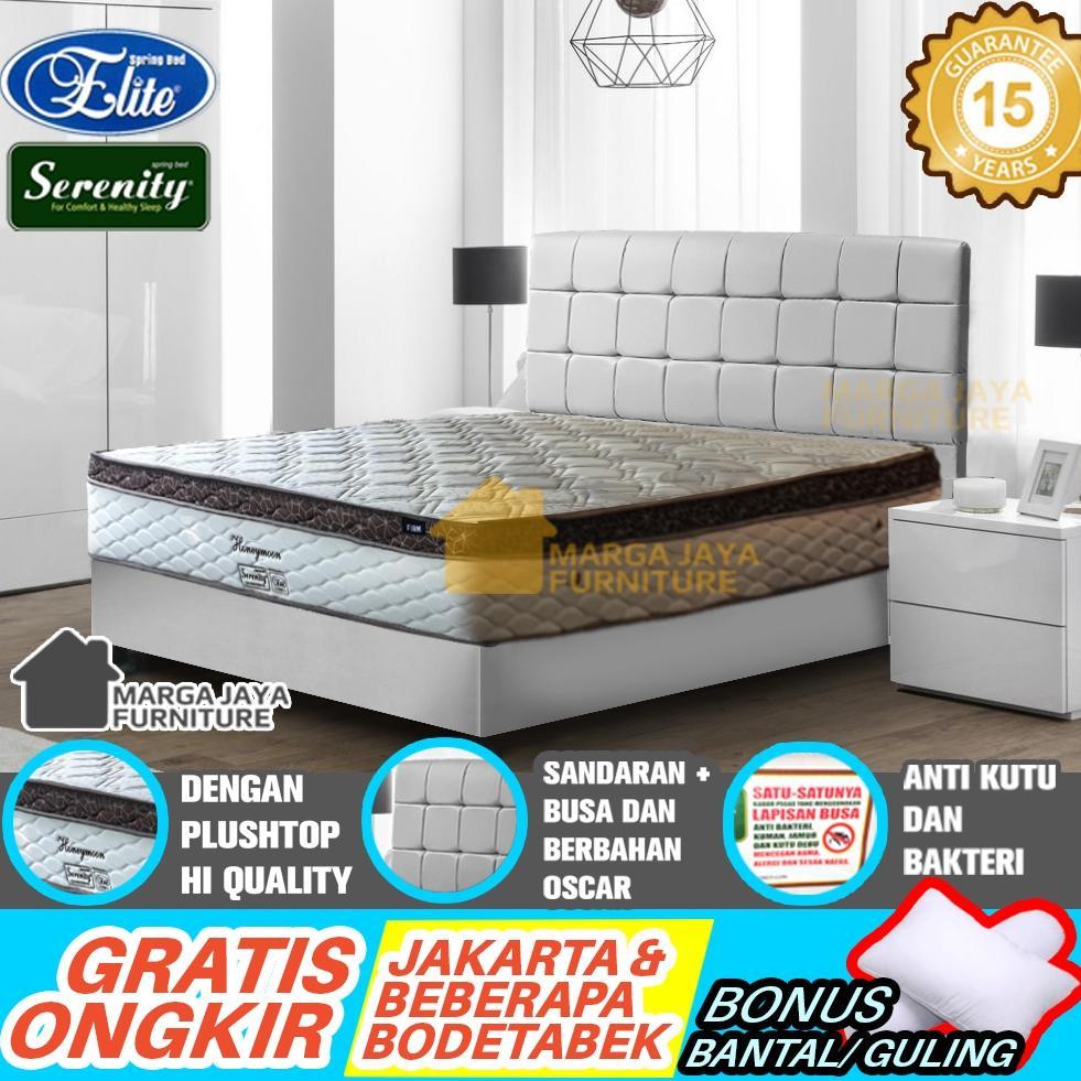 NEW SET Kasur Springbed Elite Serenity Honeymoon Plushtop + Divan Sandaran Minimalis 120x200 160x200