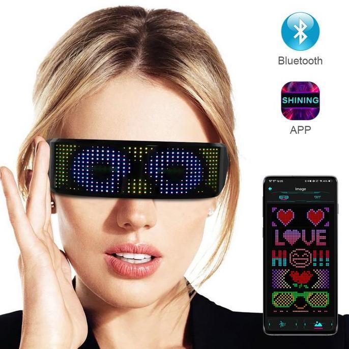 APP Contro LED Shinning Glasses USB Rechargeable Full Color