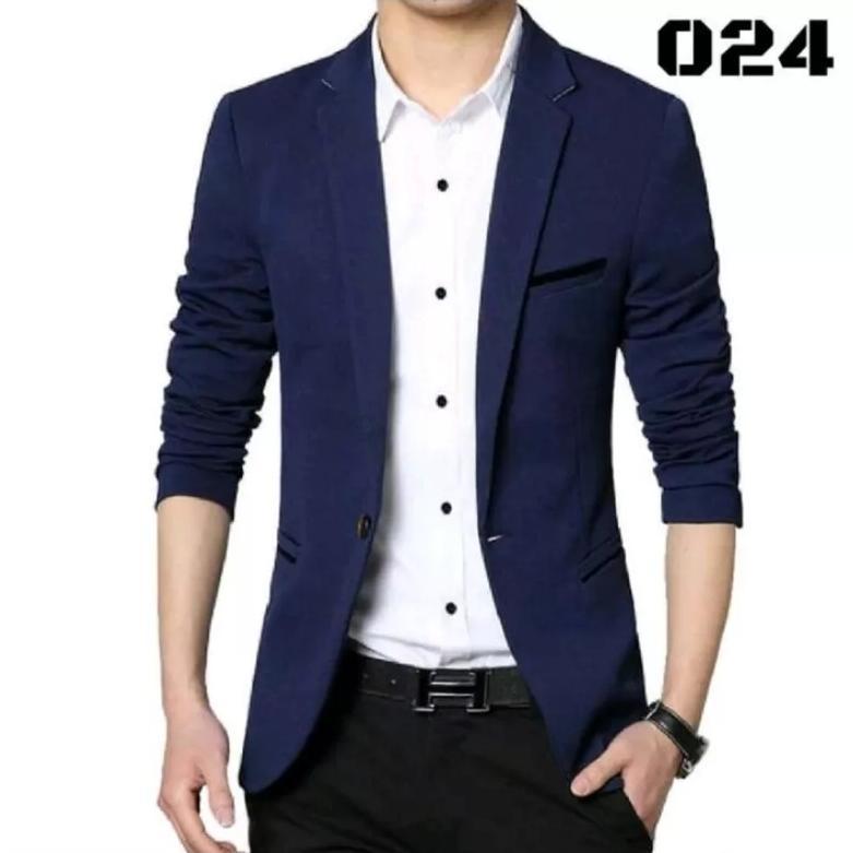 NEW Jas pria Blazer Jas formal pria Jas blazer pria saku tanpa tutup kancing 1
