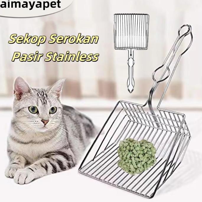 .Sekop Serokan Pasir Stainless Serokan Pasir Kucing Cleaner Corner Scoops Sekop Serokan Pasir Kucing