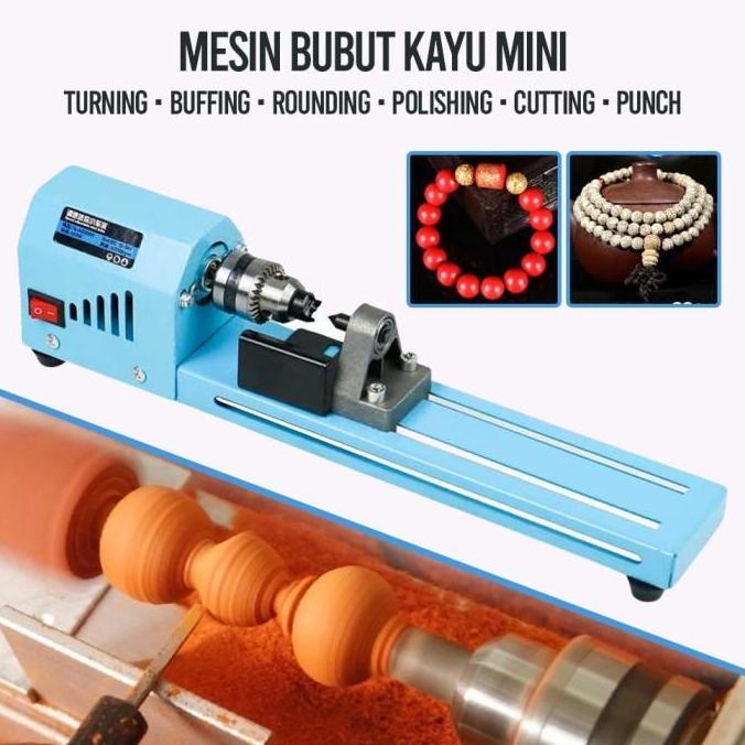SWALLOWTAIL Mesin Bubut Kayu Mini Lathe Beads Grinding Polisher DIY Woodworking