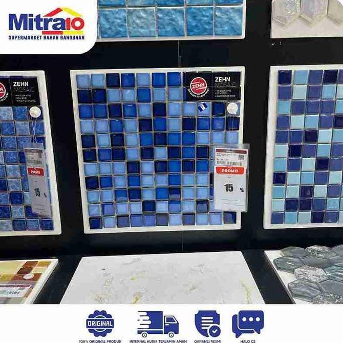 Zehn Glass Mosaic VK008 30x30 cm - Zehn Mozaik Kaca Glossy Reflektif untuk Dinding Interior Backspla