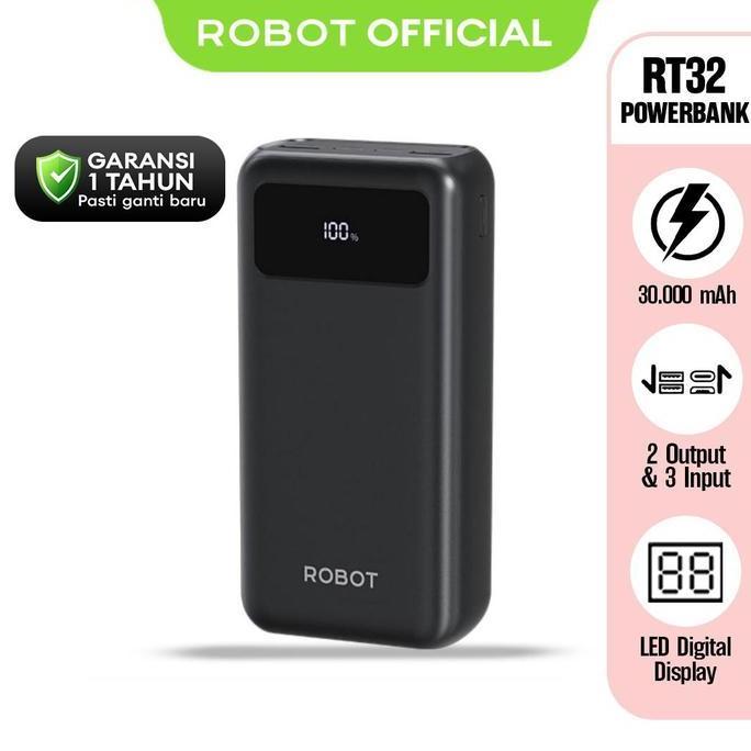 ROBOT PowerBank ROBOT 30000mah RT32 Quick Charging Powerbank Fast Charging LED Display- Garansi 1 Ta