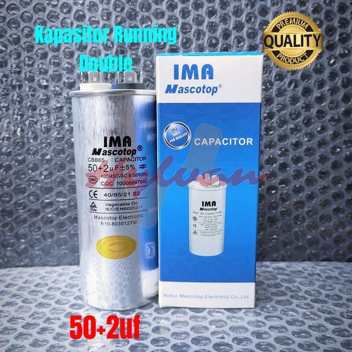 KAPASITOR AC DOUBLE 50+2UF PANASONIC DAIKIN LG DLL IMA ORIGINAL READY
