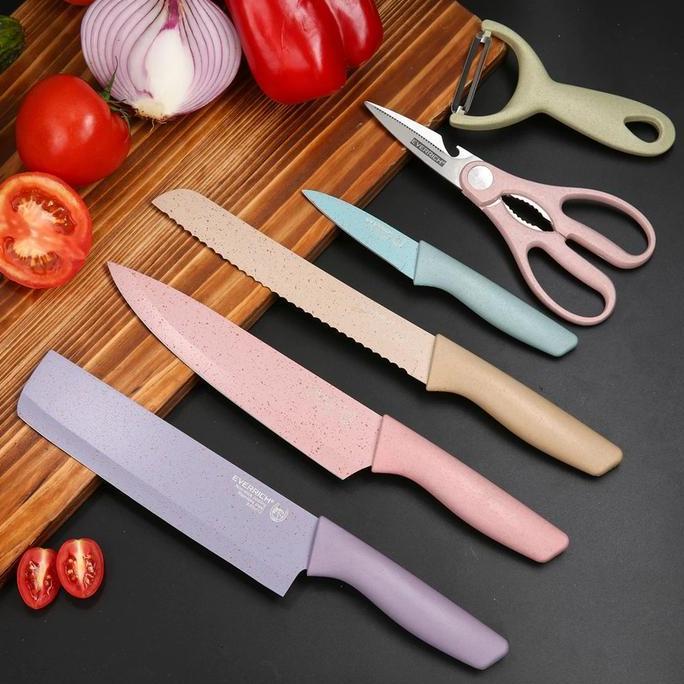 PISAU DAPUR SET STAINLES 6 PCS - CORRUGATED KITCHEN KNIFE