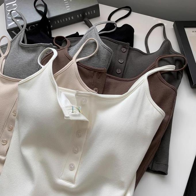 As_Shydiq - Tanktop Import Dengan Cup / Pad Bra Dalaman Untuk Wanita Remaja Dewasa Tank Top  Tali Ke
