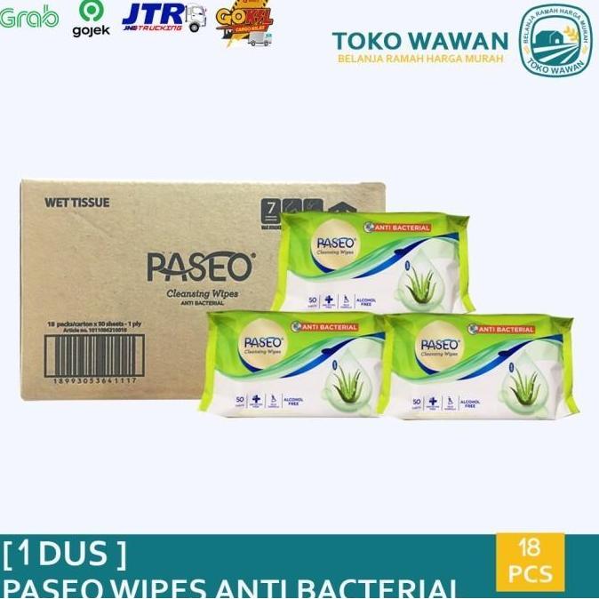 Baba- Tissue Paseo Wipes Anti Bacterial 50 Sheet / 1 Dus / Karton Isi 18Pack