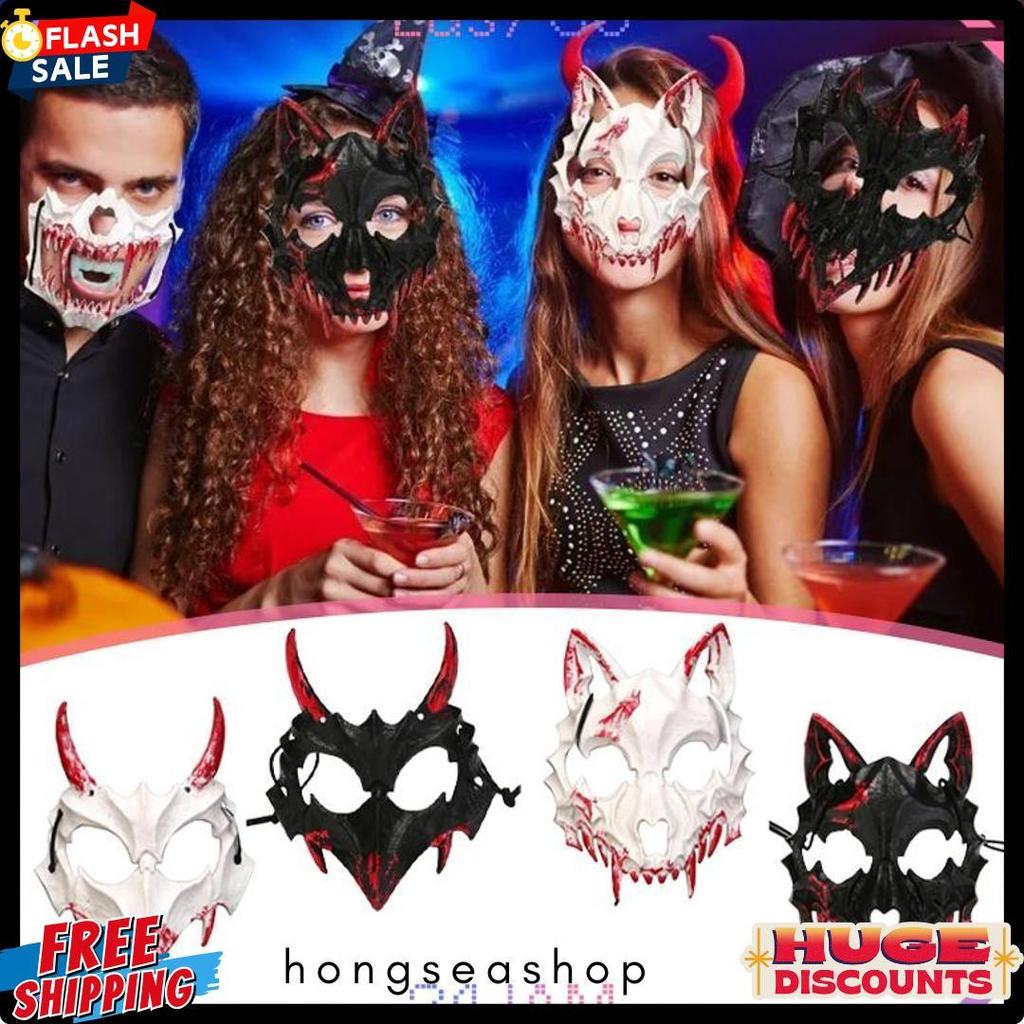 Diskon Topeng Wajah Tengkorak Naga God Tiger Yasha Tengu Topeng Naga Topeng Half Face Untuk Cosplay 