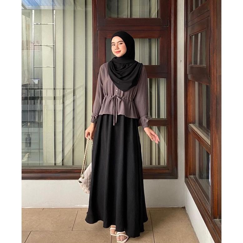 PREMIUM DAFINTY - ROSELLA DRESS BAHAN PREMIUM CRINKLE GAMIS WANITA REMAJA SIMPEL KEKINIAN