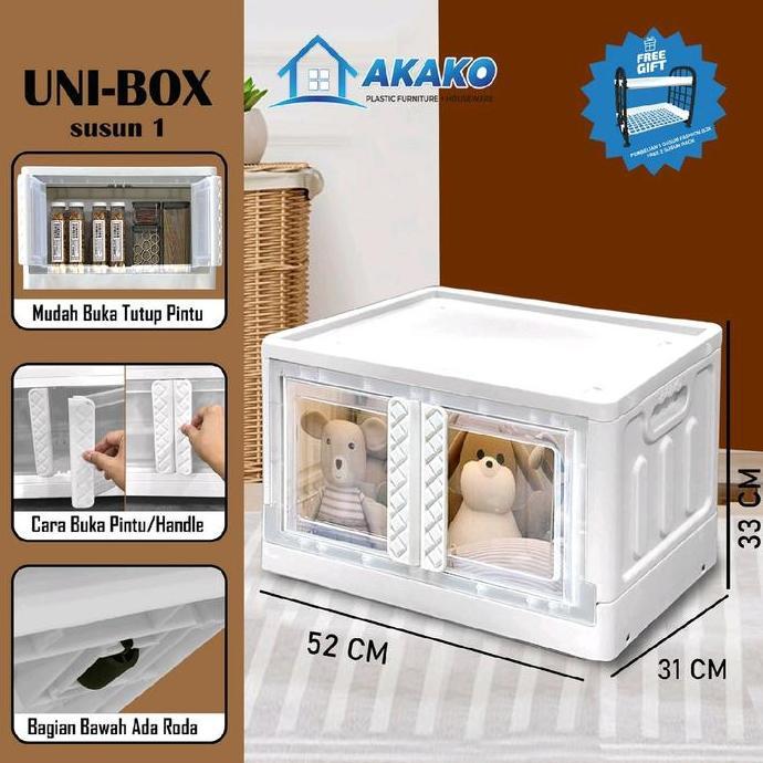 BEST SELLER - AKAKO - LEMARI PAKAIAN PLASTIK UNI BOX BEAUTY STORAGE BOX CABINET PENYIMPANAN SERBAGUN