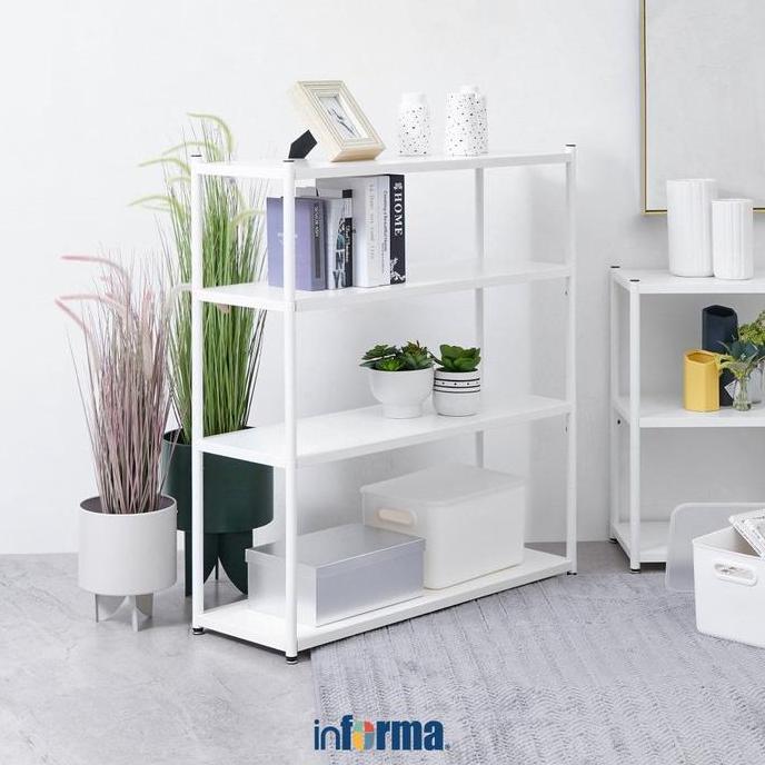 PROMO - Informa Fort Rak 4 Tingkat - Putih Penyimpanan Organizer Buku Tanaman Pajangan Ruang Tamu Ka