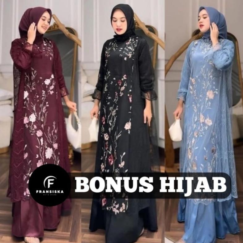 favorit free hijab - special price zeya dress set ( dress + tunik blouse lace ) dress terbaru / gami