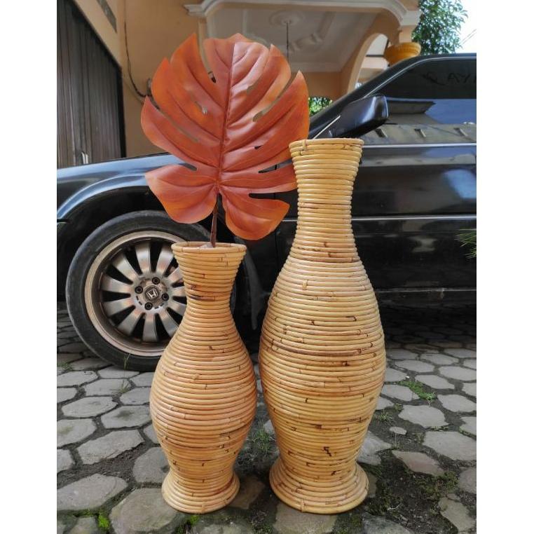 Guci Rotan Medan / Vas Rotan Murah / Guci Rotan 50Cm / Pot Rotan