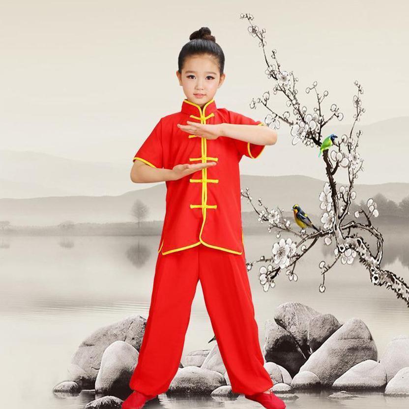 Baju Kungfu Anak Lengan Pendek / Kostum Baju Wushu Cina China / Kostum Baju Taichi Kungfu Anak