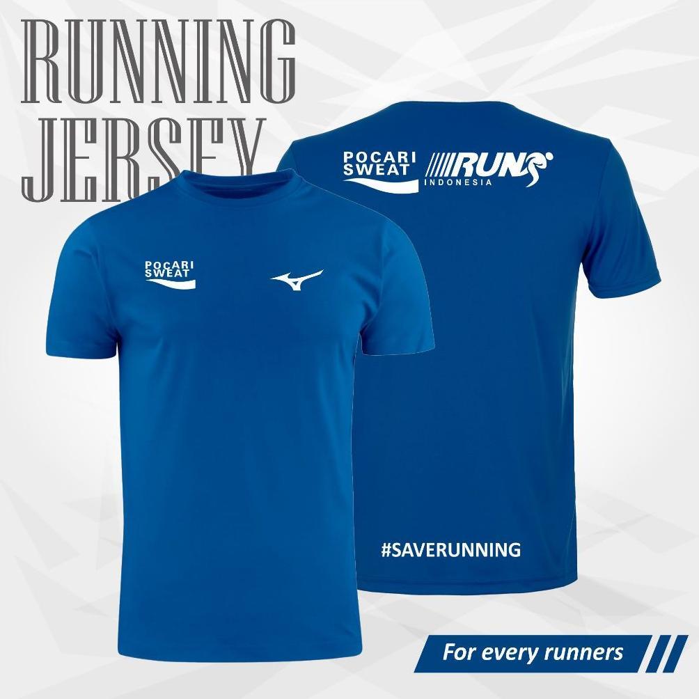 Jumbo 6XL Big Size Baju Running Kaos Olahraga Lari Pria Atasan Jersey Runing Dryfit Warna Biru