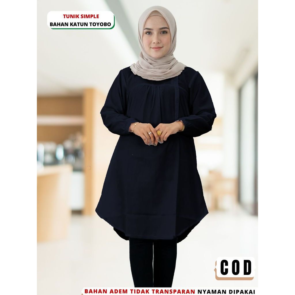 Baju Atasan Tunik Wanita Busui Remaja Muslimah Bahan Katun TOYOBO Premium Adem Terbaru Kekinian C8