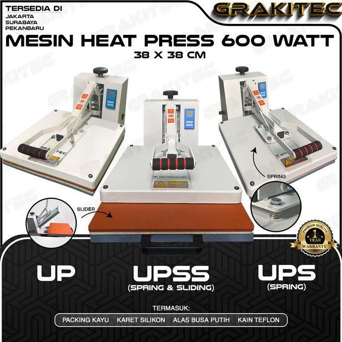 Grakitec Mesin Heat Press Sablon Kaos 38x38 600 Watt
