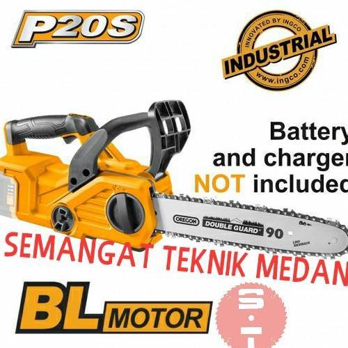 Terlaris Cgsli2001 Cordless Mesin Gergaji Chainsaw Baterai 12" 20V Unit Ingco