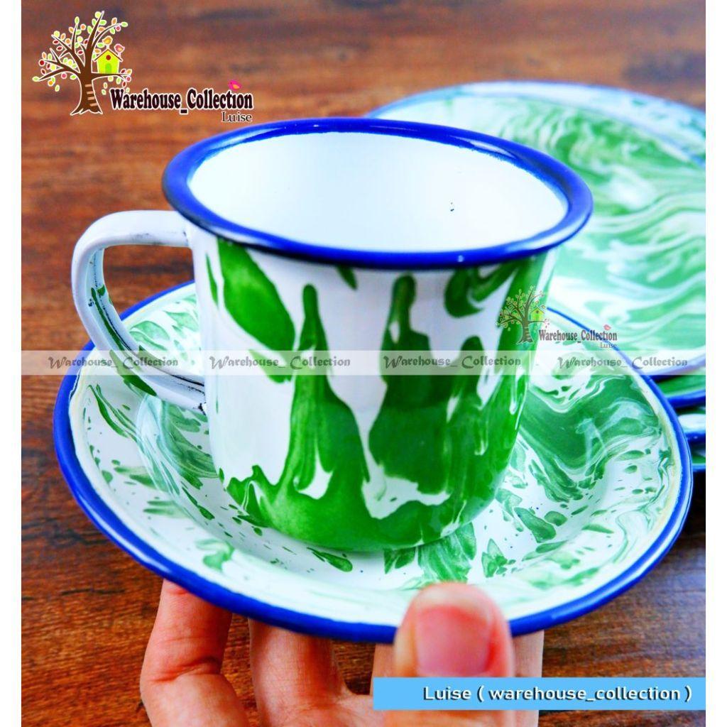 Cangkir Seng 7Cm +Lepek / Mug 8Cm Tutup +Lepek/ Mangkok Seng +Lepek Jadul Blirik/Lurik/ Hrg-Set Sesu