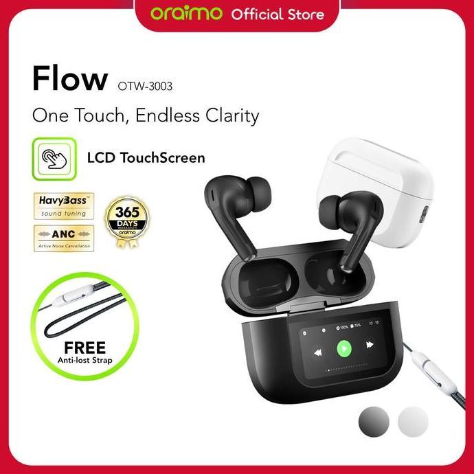 Geluid- Oraimo Flow Otw-3003 Stereo Nirkabel Sesungguhnya V5.3 Enc Ipx4 Headset Super Bass Headphone
