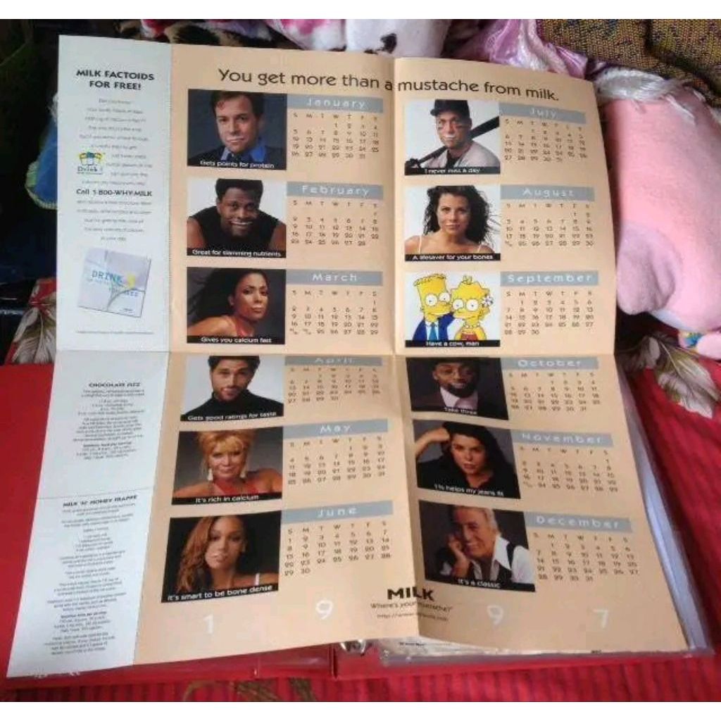 kalender promo selebriti vintage tahun 1997 impor GOT MILK