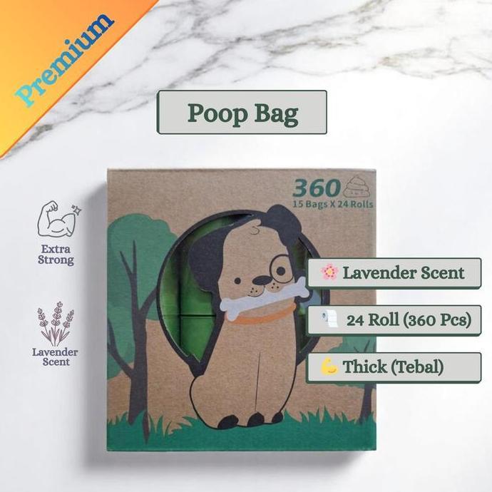 BigPaw Poop Bag Thick Tebal Lavender Scent 360 pcs | 24 roll | Anabul Poop Bag | Plastik Diaper | Pl